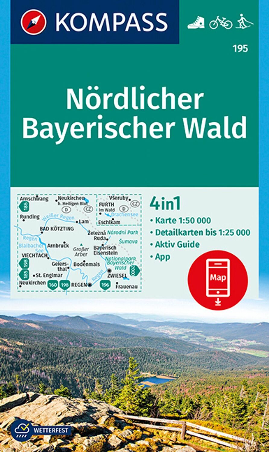 Cover: 9783990443071 | KOMPASS Wanderkarte 195 Nördlicher Bayerischer Wald 1:50.000 | GmbH