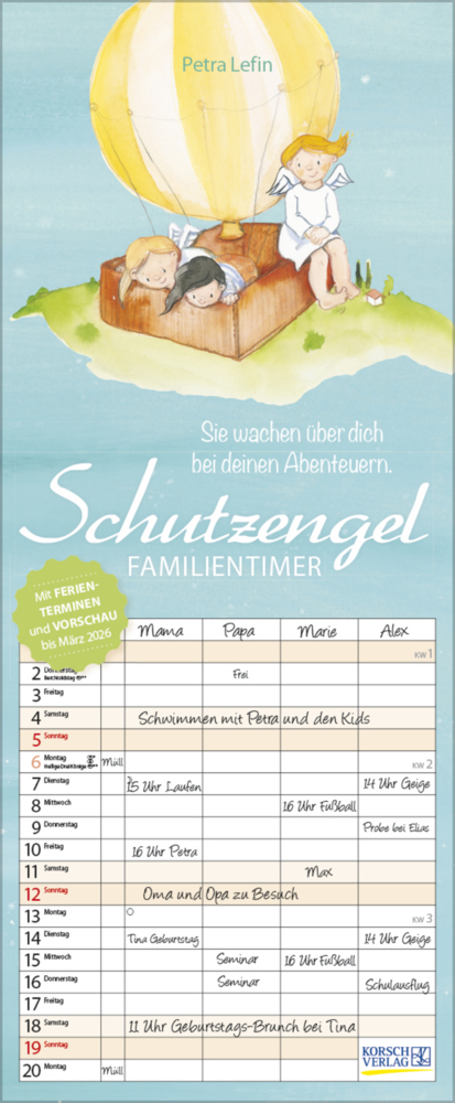 Cover: 9783731876847 | Familientimer Schutzengel 2025 | Korsch Verlag | Kalender | 14 S.