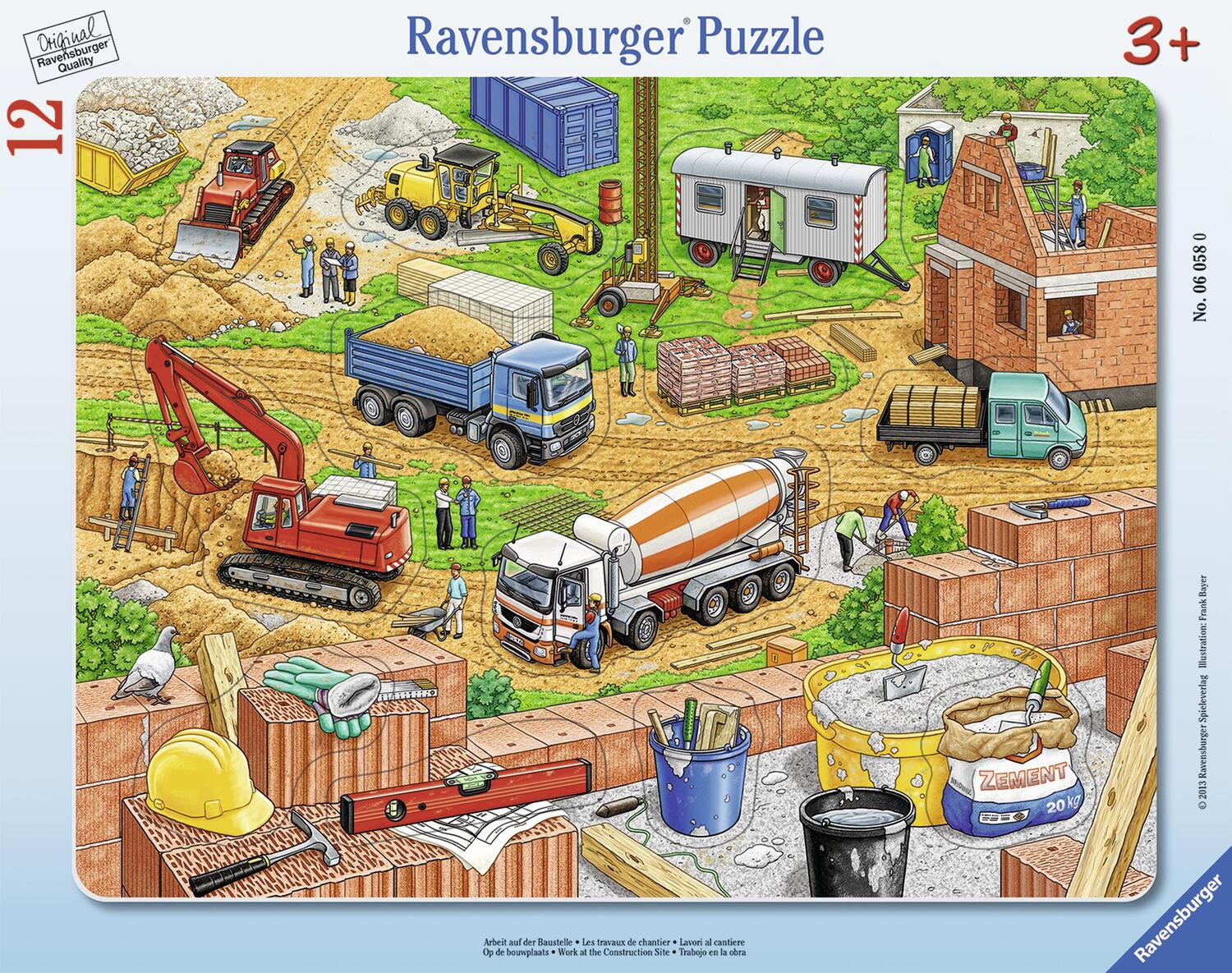 Bild: 4005556060580 | Arbeit auf der Baustelle. Rahmenpuzzle 12 Teile | Spiel | Deutsch