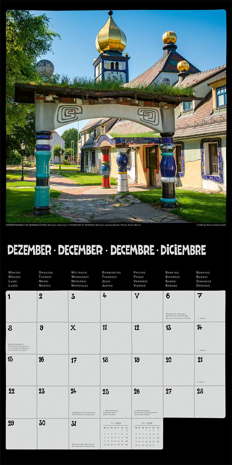 Bild: 9783910430150 | Hundertwasser Broschürenkalender Architektur 2025 | Wörner Verlag GmbH