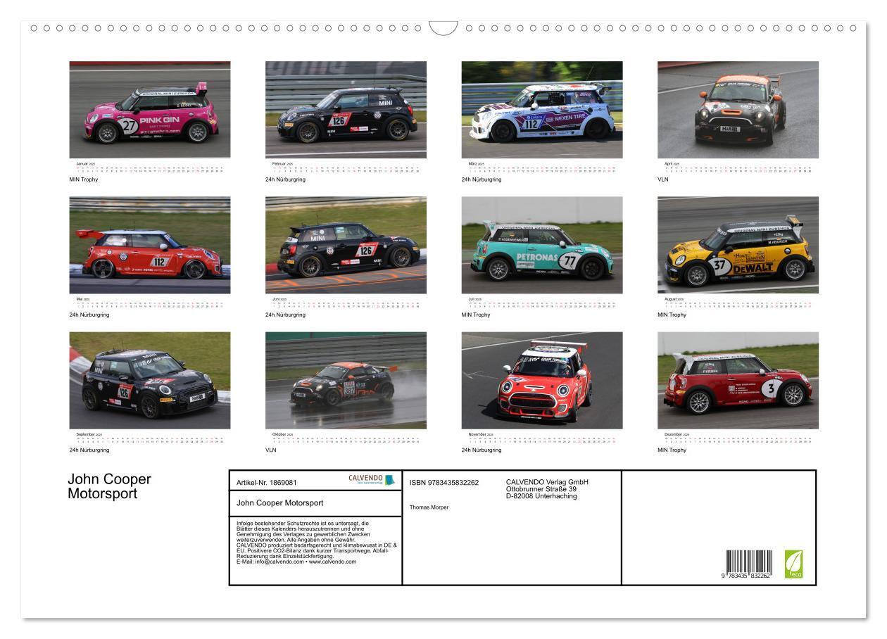 Bild: 9783435832262 | John Cooper Motorsport (Wandkalender 2025 DIN A2 quer), CALVENDO...