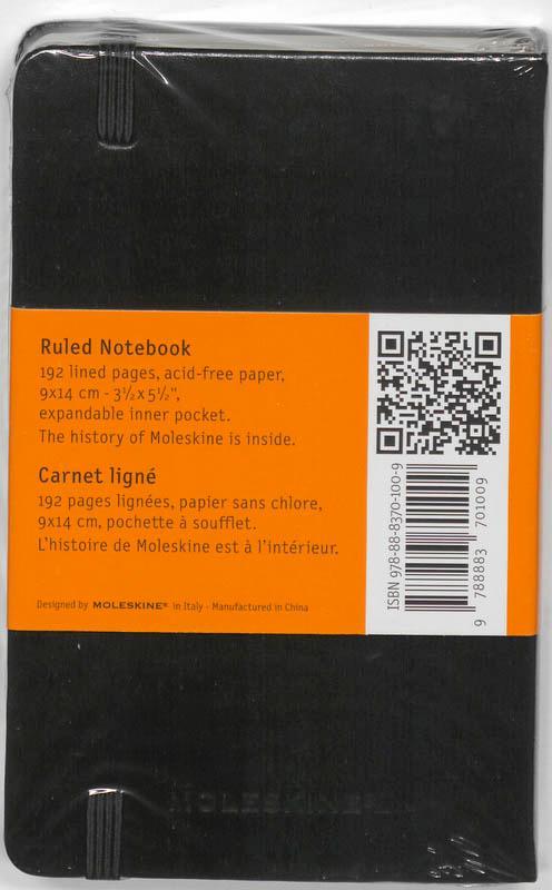 Rückseite: 9788883701009 | Moleskine. Ruled notebook | Notizbuch | Lesebändchen | 192 S. | 2001