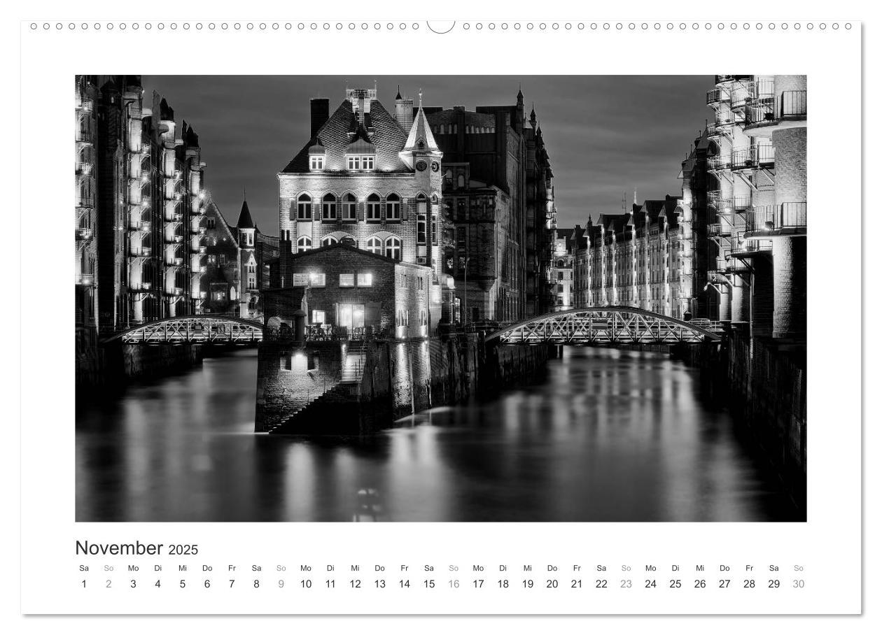 Bild: 9783435653164 | Hamburg in schwarz-weiss (Wandkalender 2025 DIN A2 quer), CALVENDO...