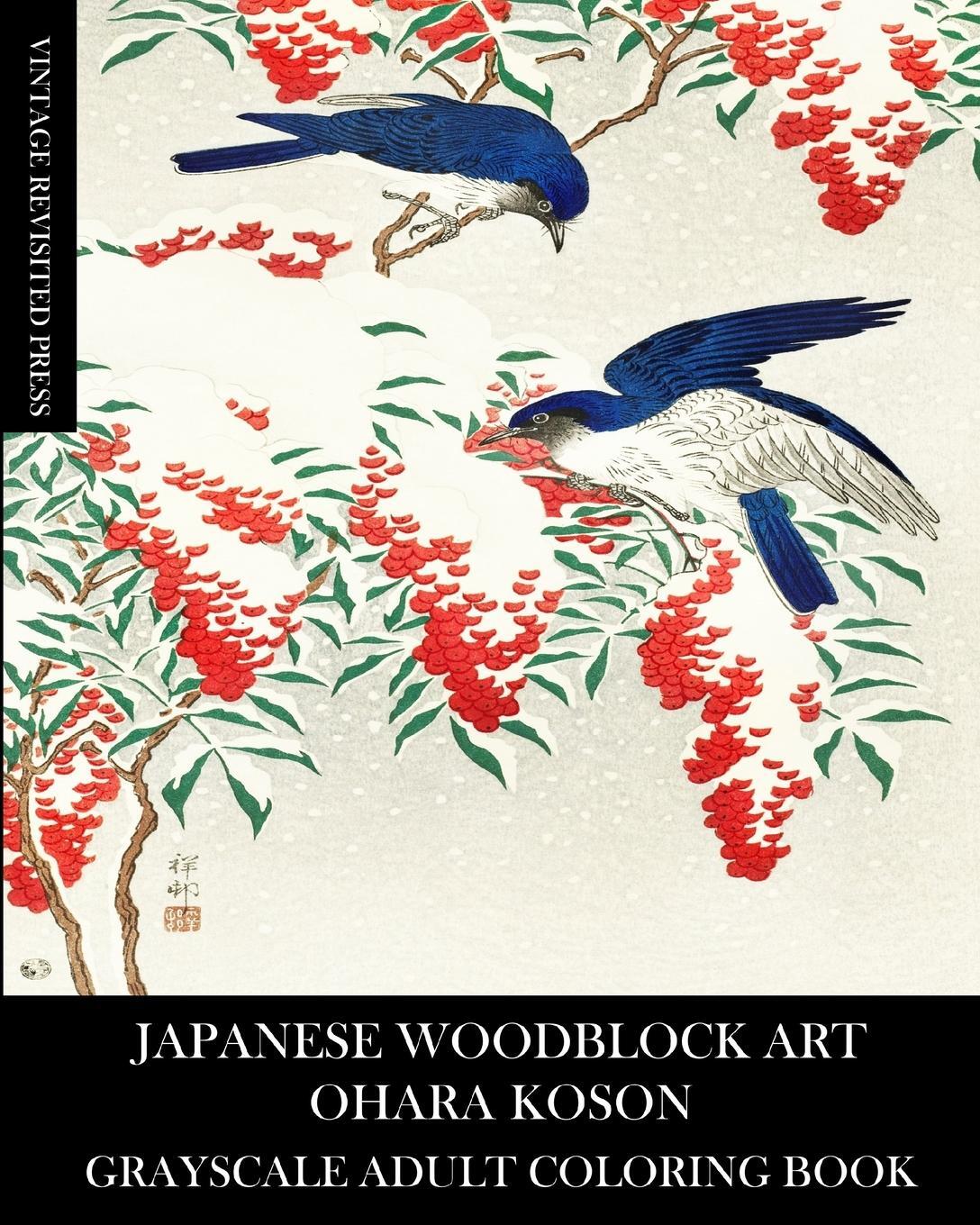 Cover: 9781006719738 | Japanese Woodblock Art | Ohara Koson Grayscale Adult Coloring Book