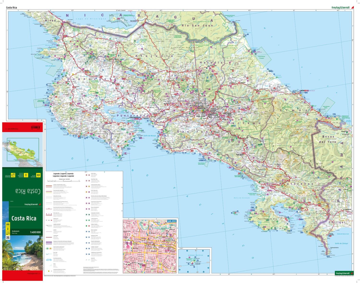 Bild: 9783707923261 | Costa Rica, Straßenkarte, 1:400.000 | Freytag &amp; Berndt | (Land-)Karte