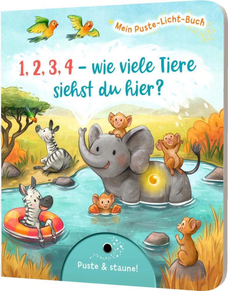 Cover: 9783480238361 | Mein Puste-Licht-Buch: 1,2,3,4 - wie viele Tiere siehst du hier?