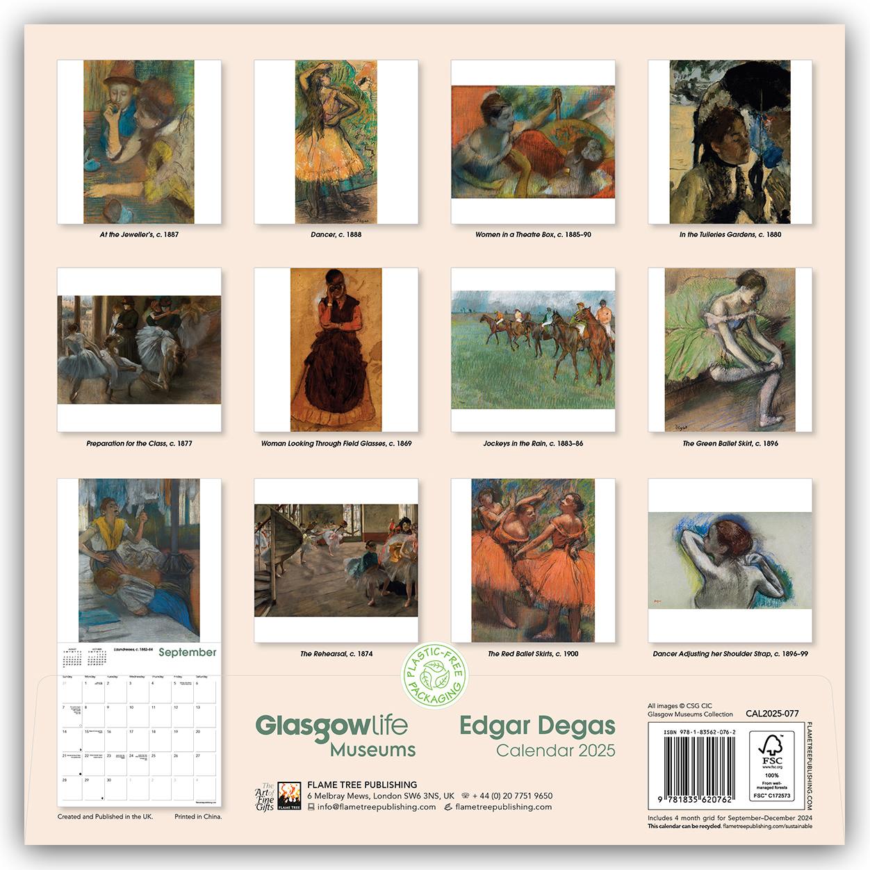 Rückseite: 9781835620762 | Glasgow Museums: Edgar Degas Wall Calendar 2025 (Art Calendar) | 14 S.