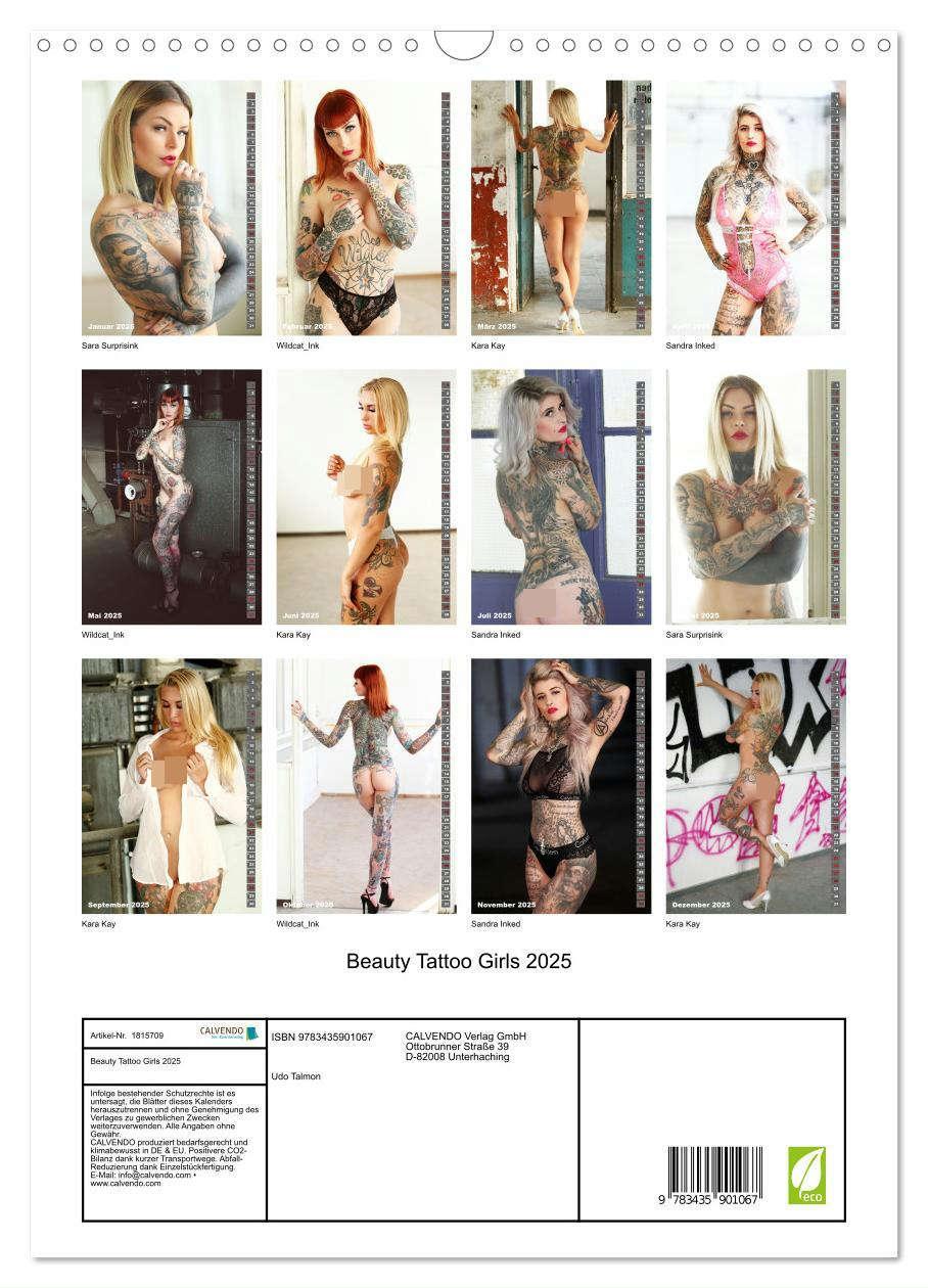 Bild: 9783435901067 | Beauty Tattoo Girls 2025 (Wandkalender 2025 DIN A3 hoch), CALVENDO...