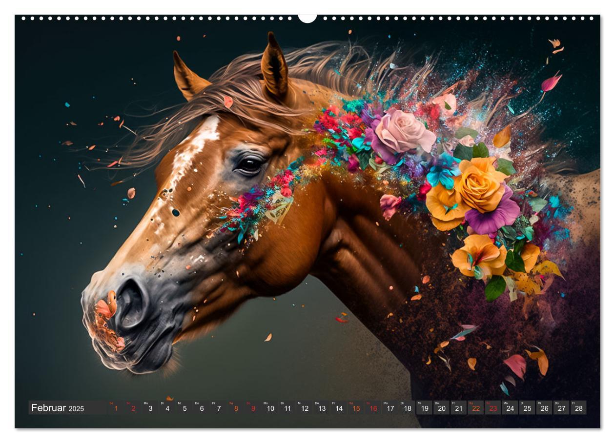 Bild: 9783383912757 | Pferde und Blumen (Wandkalender 2025 DIN A2 quer), CALVENDO...