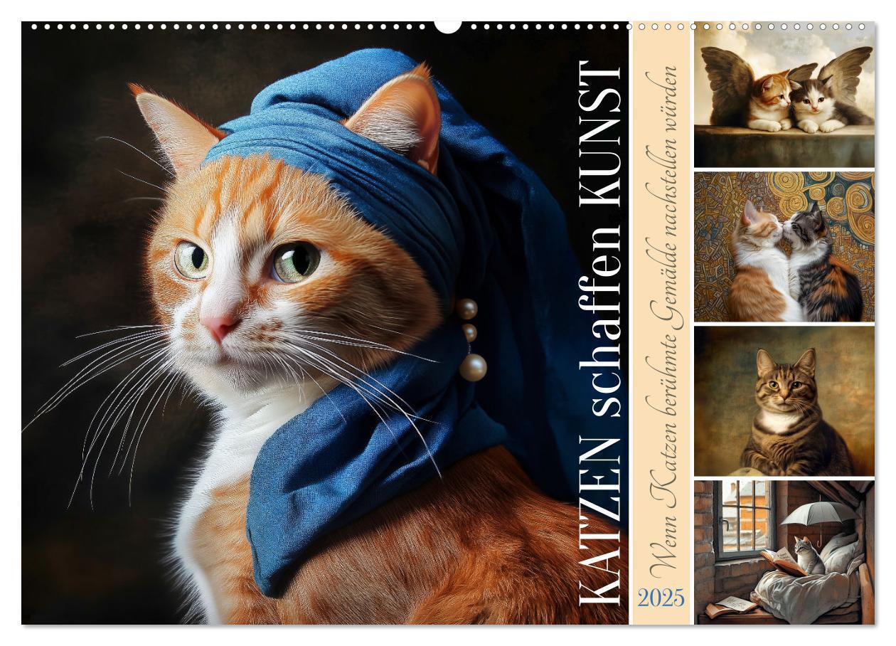 Cover: 9783457179857 | Katzen schaffen Kunst (Wandkalender 2025 DIN A2 quer), CALVENDO...