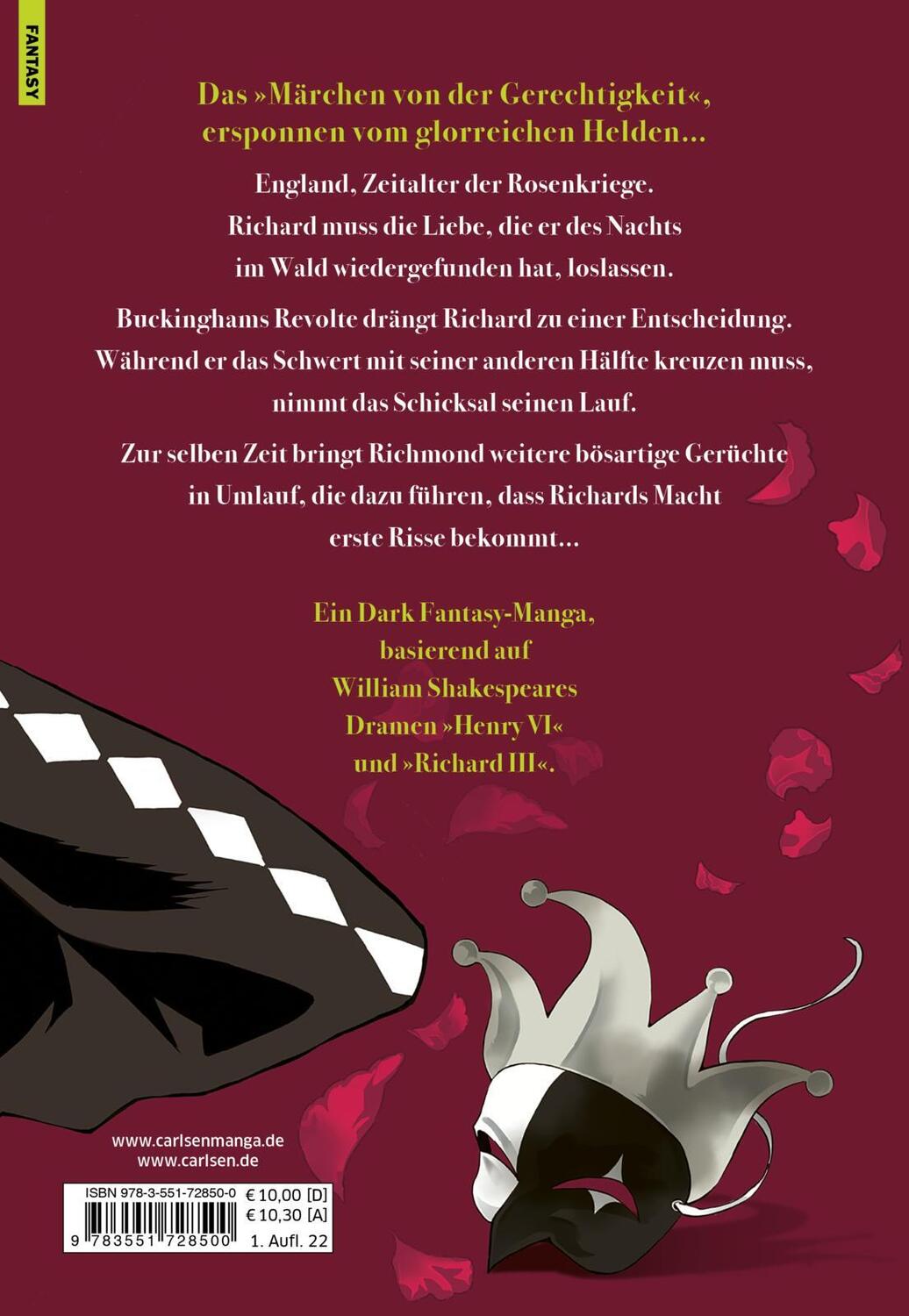 Rückseite: 9783551728500 | Requiem of the Rose King 16 | Düsterer Manga um den Krieg der Rosen...