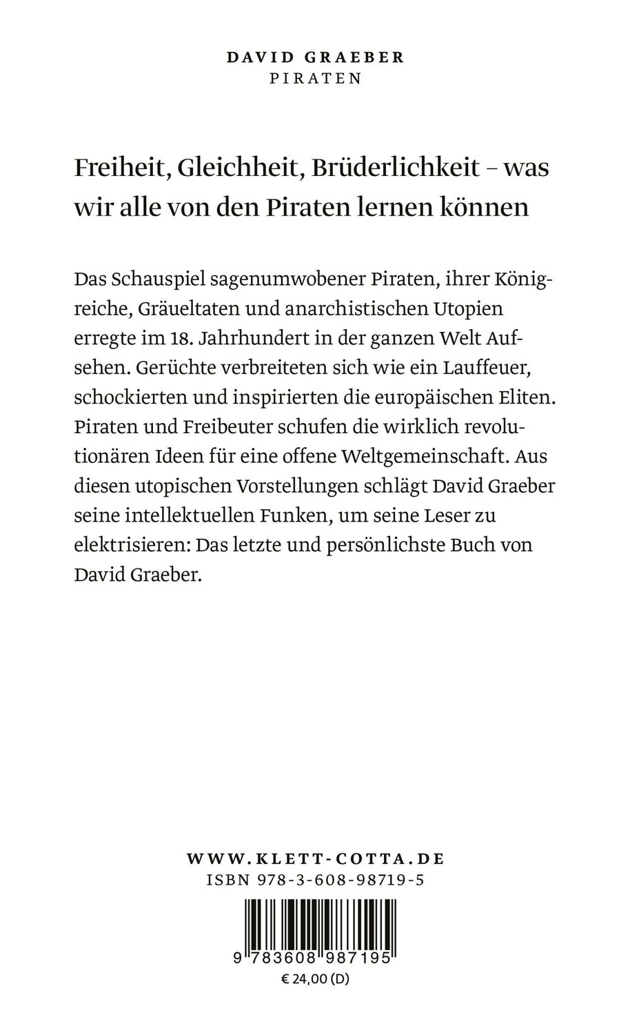 Rückseite: 9783608987195 | Piraten | Auf der Suche nach der wahren Freiheit | David Graeber