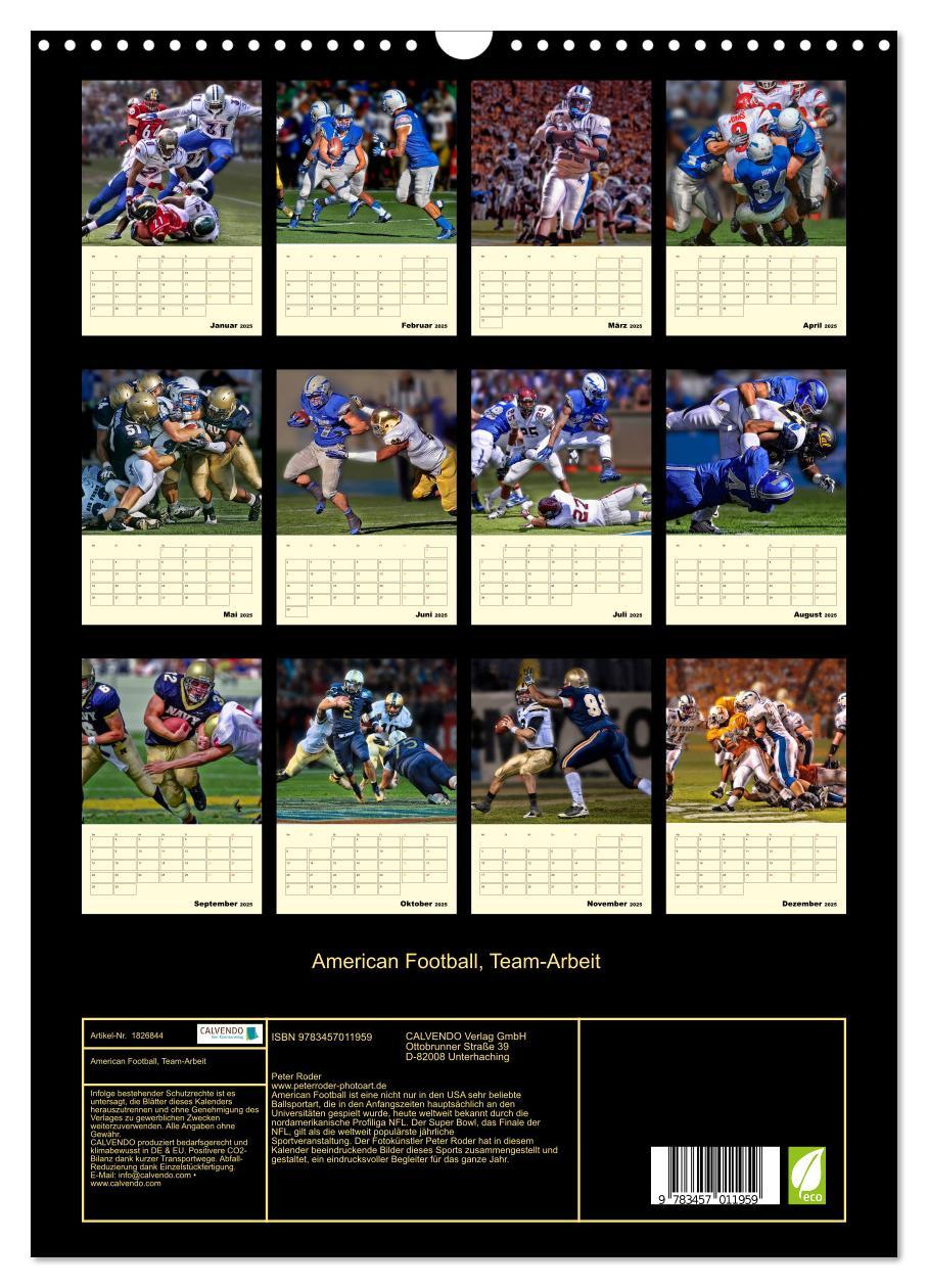 Bild: 9783457011959 | American Football, Team-Arbeit (Wandkalender 2025 DIN A3 hoch),...