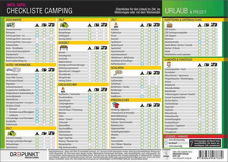 Cover: 9783864487330 | Checkliste Camping | Schulze Media GmbH | Stück | 2 S. | Deutsch