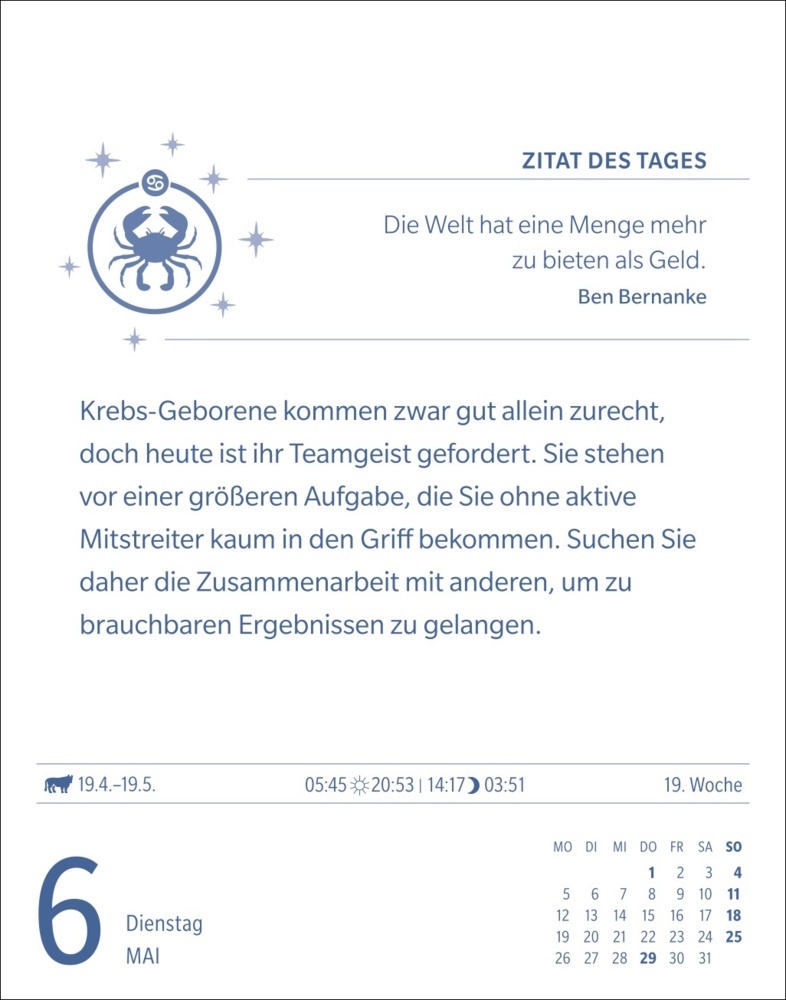 Bild: 9783840033704 | Krebs Sternzeichenkalender 2025 - Tagesabreißkalender - Ihr...