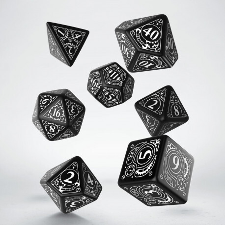 Cover: 5907699491179 | Steampunk Black & white Dice Set (7) | Steampunk-Dice | Q-workshop