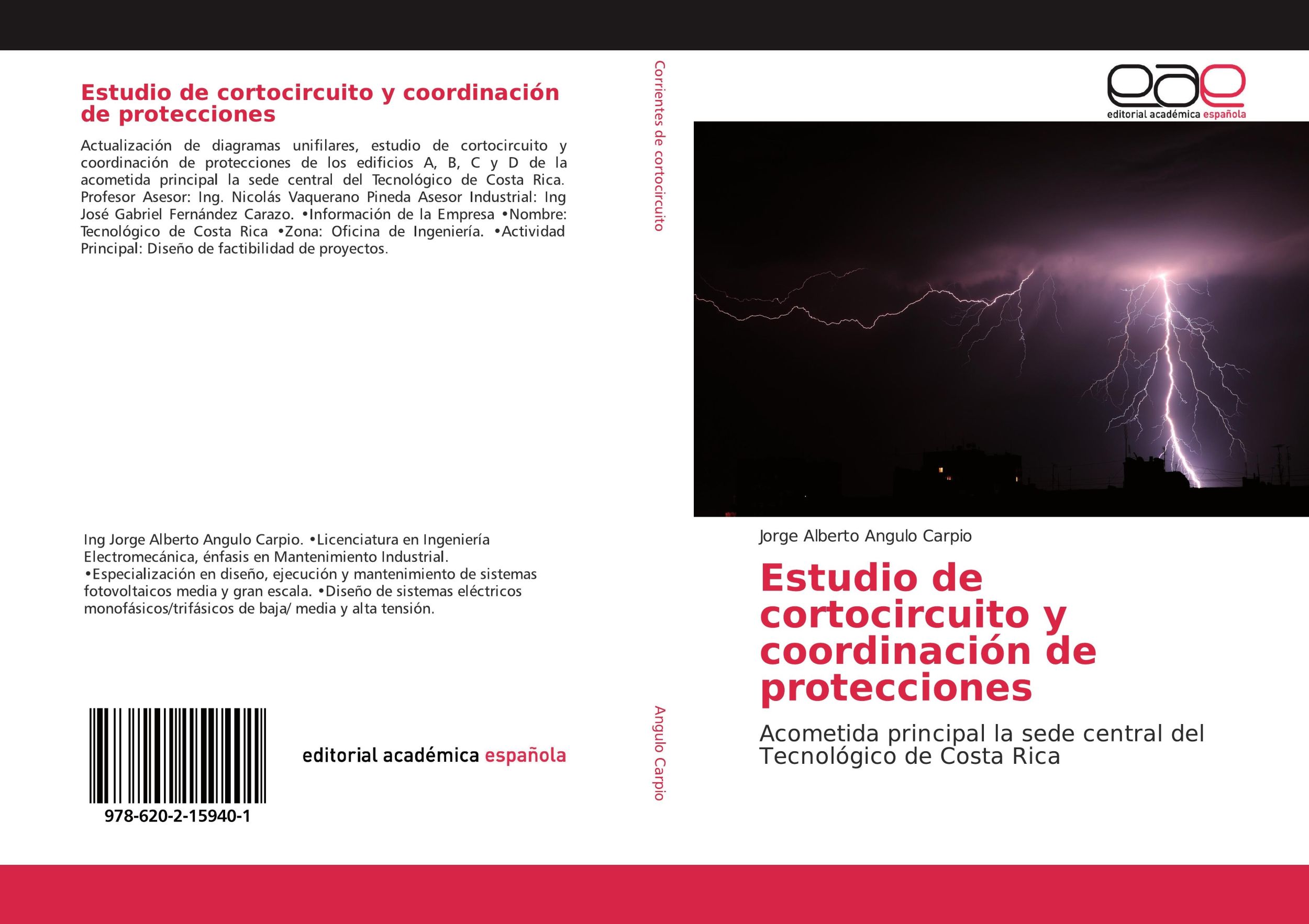 Cover: 9786202159401 | Estudio de cortocircuito y coordinación de protecciones | Carpio