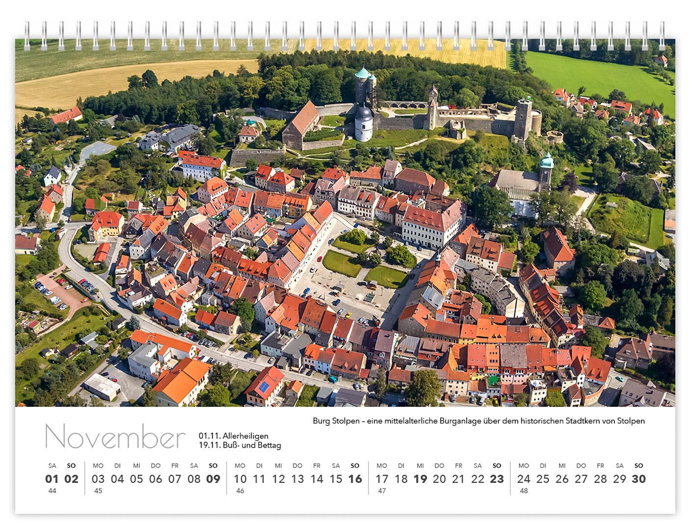 Bild: 9783910680821 | Kalender Sachsen von oben kompakt 2025 | 21 x 15 cm weißes Kalendarium