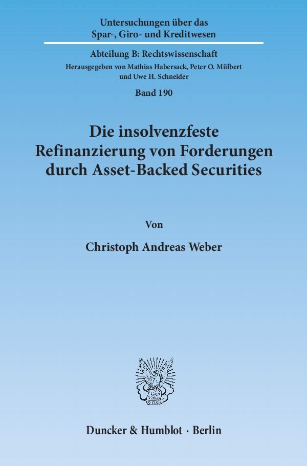 Cover: 9783428136339 | Die insolvenzfeste Refinanzierung von Forderungen durch...