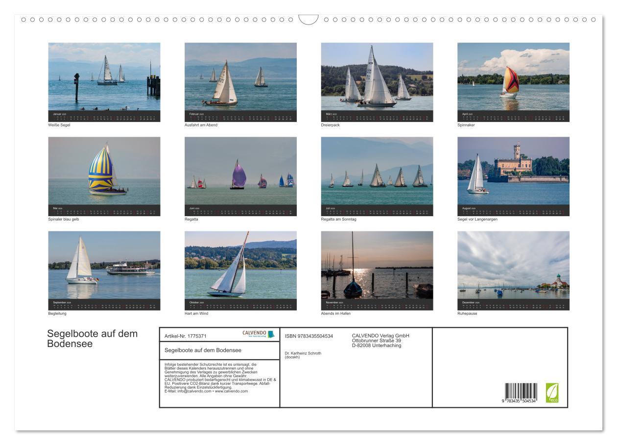 Bild: 9783435504534 | Segelboote auf dem Bodensee (Wandkalender 2025 DIN A2 quer),...