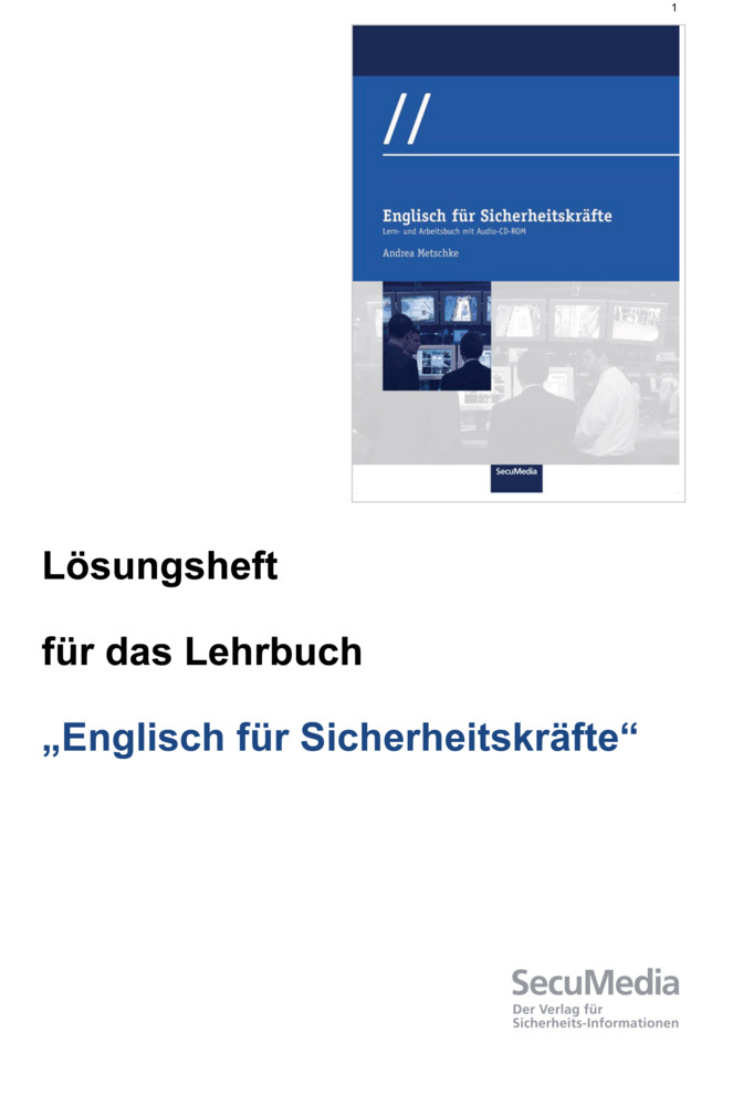 Cover: 9783922746874 | Englisch für Sicherheitskräfte | Lösungsheft für das Lehrbuch | 2022