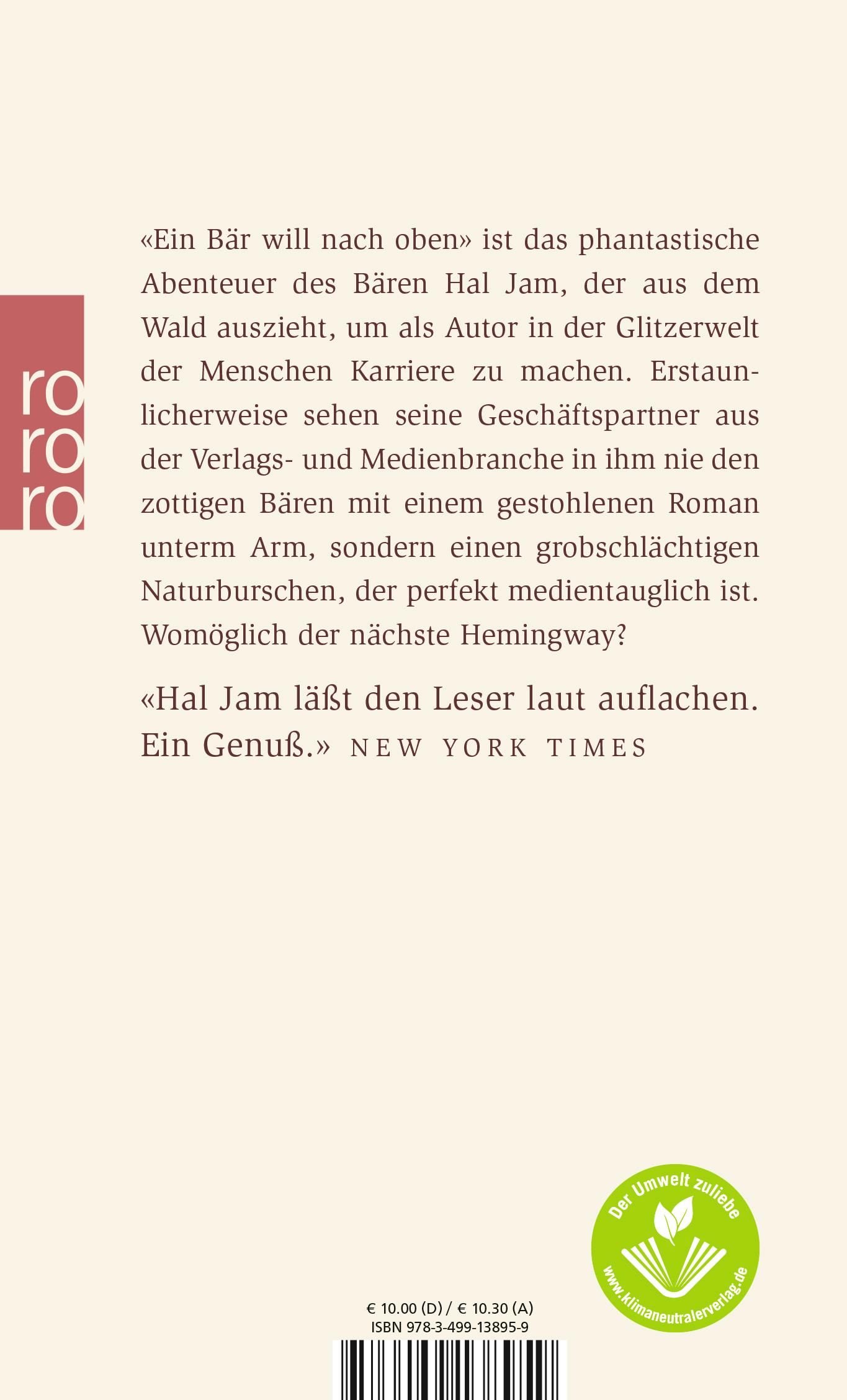 Rückseite: 9783499138959 | Ein Bär will nach oben | William Kotzwinkle | Taschenbuch | 270 S.