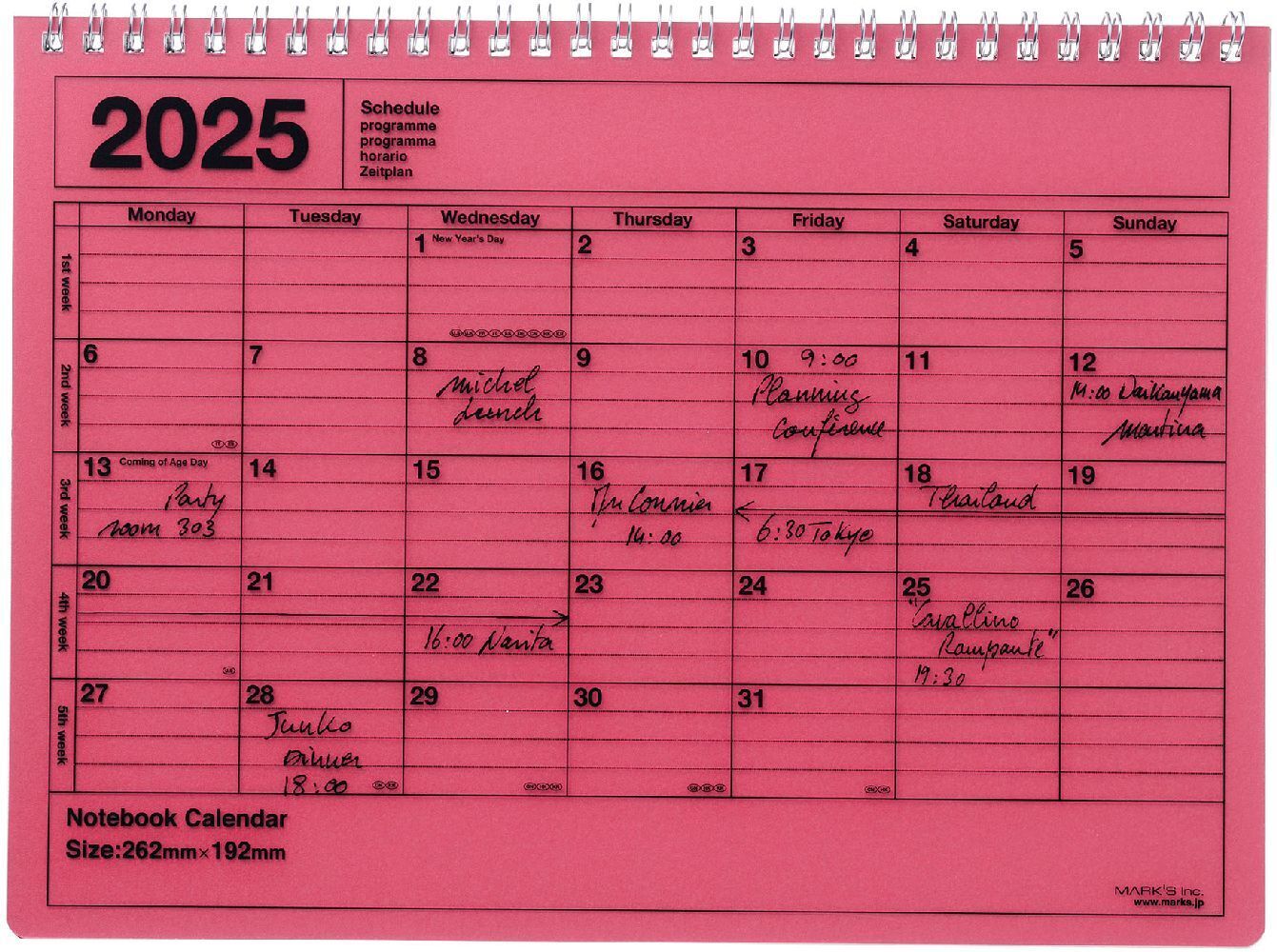 Cover: 4550045128307 | MARK'S 2025 Tischkalender M // Red | MARK'S Inc. | Kalender | Englisch