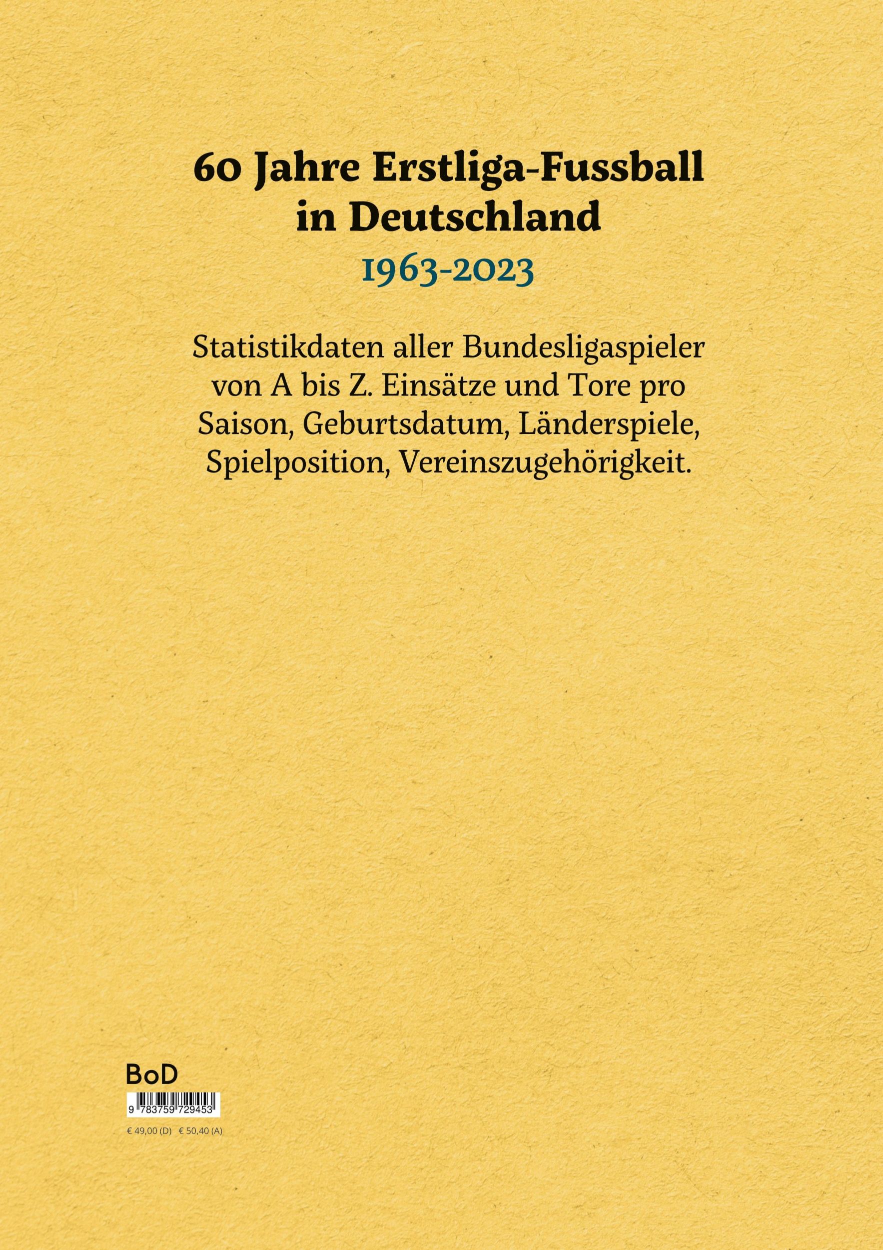 Rückseite: 9783759729453 | 60 Jahre Erstliga-Fussball in Deutschland | Wolfgang Steiner | Buch