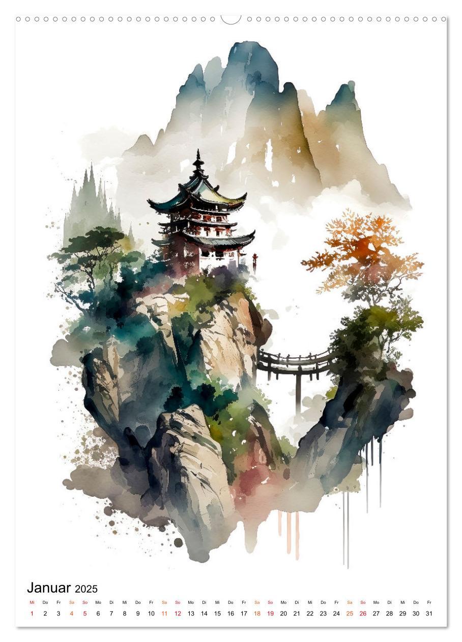 Bild: 9783435879342 | China - Aquarellmalerei (Wandkalender 2025 DIN A2 hoch), CALVENDO...