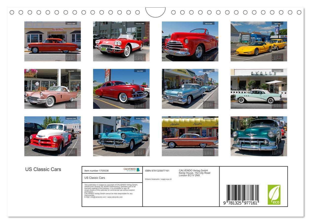 Bild: 9781325977161 | US Classic Cars (Wall Calendar 2025 DIN A4 landscape), CALVENDO 12...