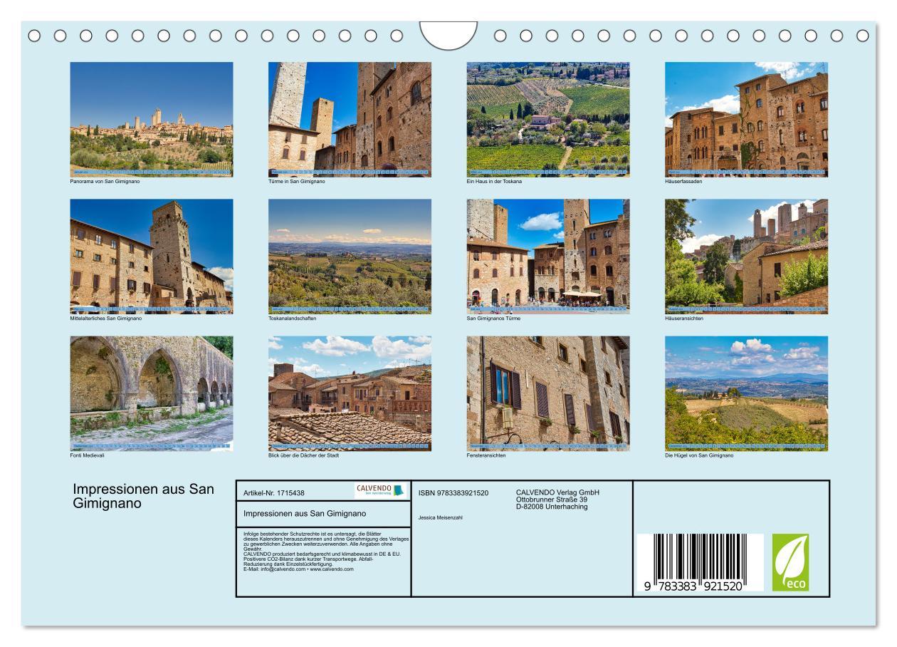 Bild: 9783383921520 | Impressionen aus San Gimignano (Wandkalender 2025 DIN A4 quer),...