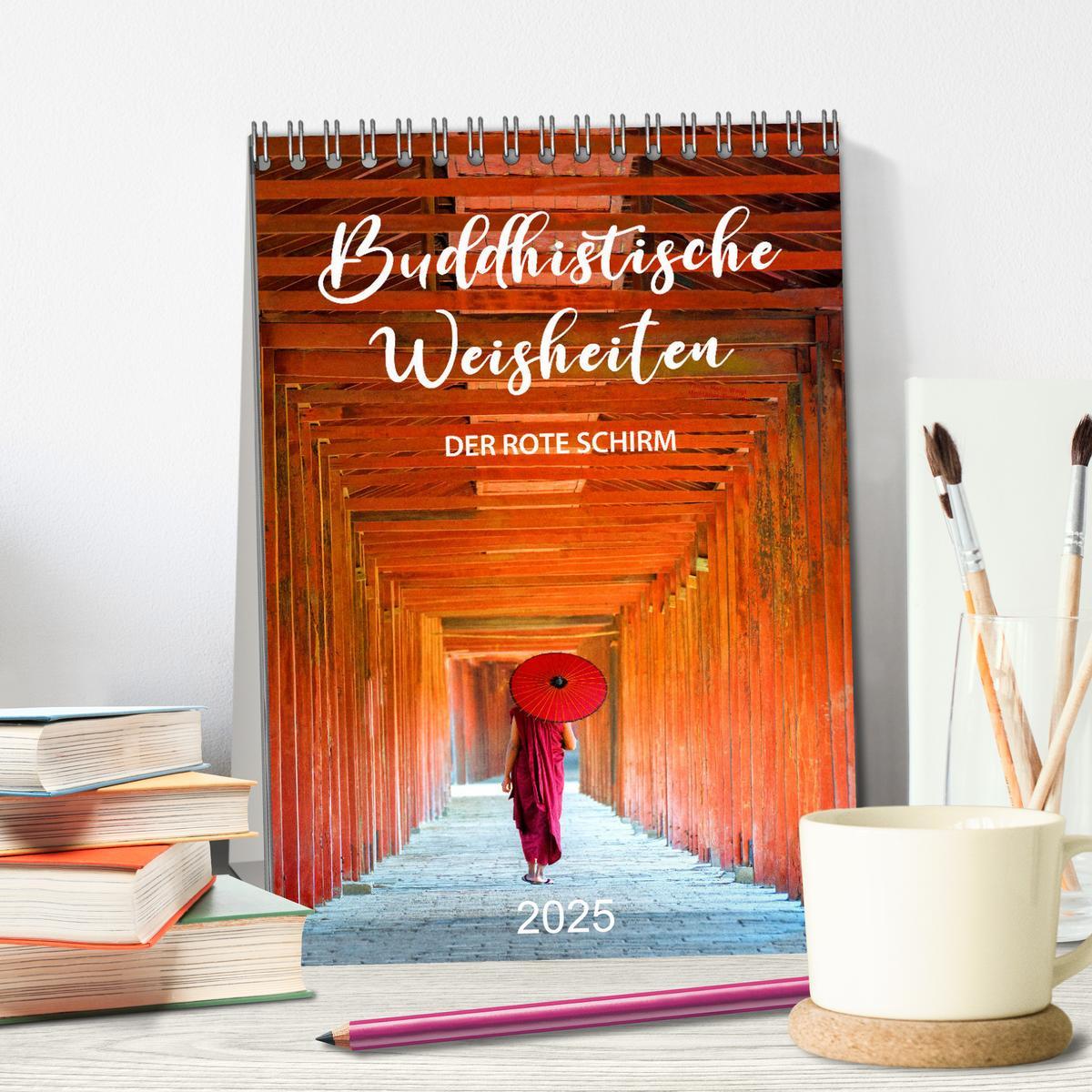 Bild: 9783435926985 | Buddhistische Weisheiten - DER ROTE SCHIRM (Tischkalender 2025 DIN...