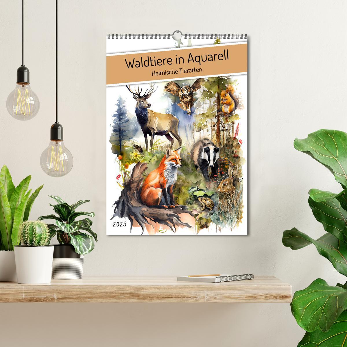 Bild: 9783435884100 | Waldtiere in Aquarell - Heimische Tierarten (Wandkalender 2025 DIN...