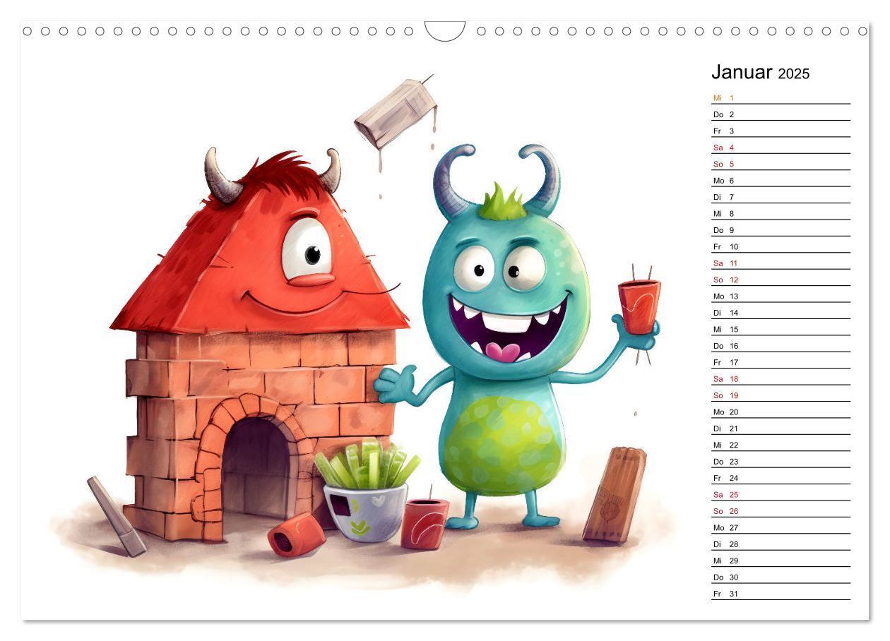 Bild: 9783383905728 | Monsterjobs - Kleine Monster, große Träume (Wandkalender 2025 DIN...