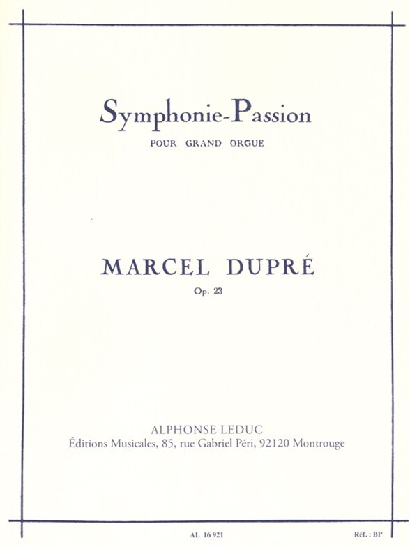 Cover: 9790046169212 | Passion Symphony, Op. 23 (Organ) | Marcel Dupré | Buch