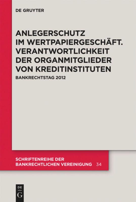 Cover: 9783110301724 | Anlegerschutz im Wertpapiergeschäft. Verantwortlichkeit der...