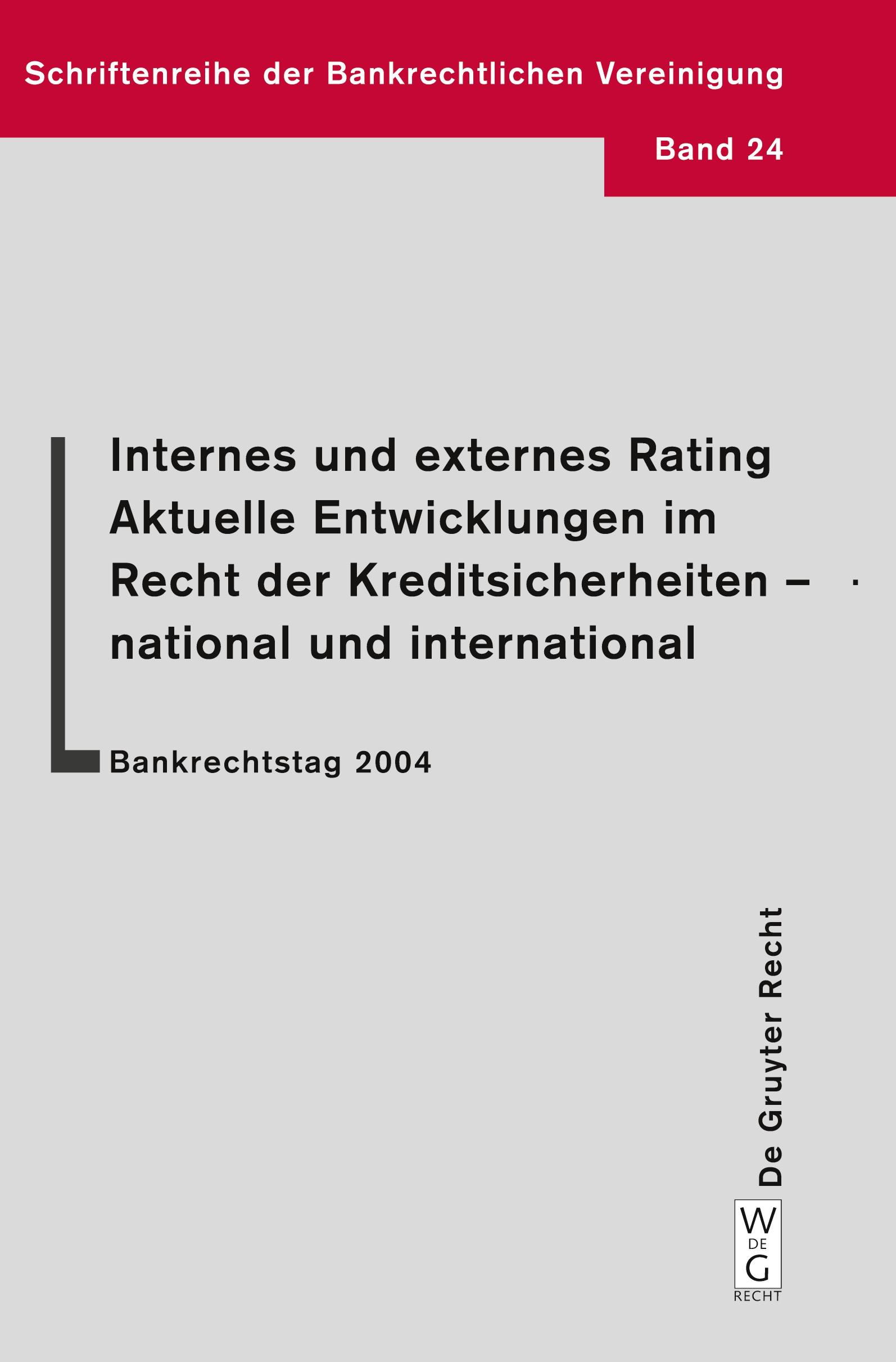 Cover: 9783899491852 | Internes und externes Rating. Aktuelle Entwicklungen im Recht der...