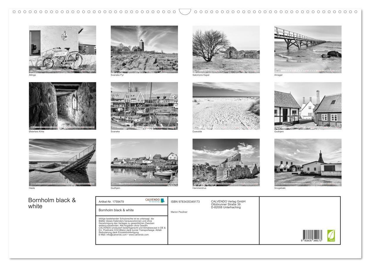 Bild: 9783435349173 | Bornholm black &amp; white (Wandkalender 2025 DIN A2 quer), CALVENDO...