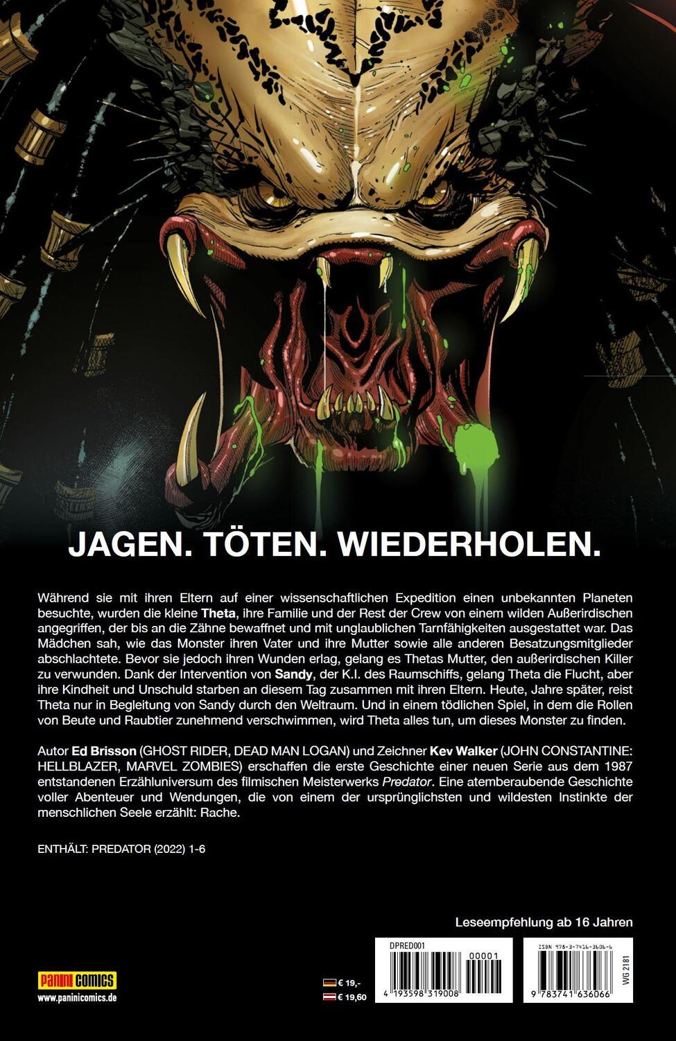 Rückseite: 9783741636066 | Predator | Bd. 1: Tag des Jägers | Ed Brissom (u. a.) | Taschenbuch