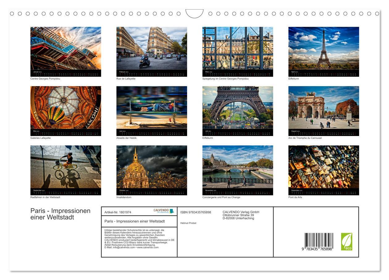 Bild: 9783435765898 | Paris - Impressionen einer Weltstadt (Wandkalender 2025 DIN A3...