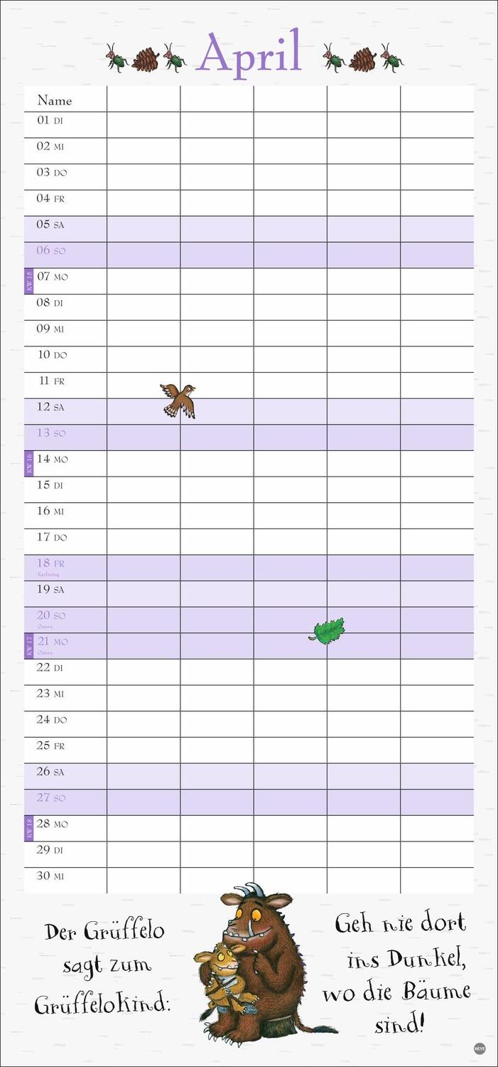 Bild: 9783756405923 | Der Grüffelo Familienplaner 2025 | Kalender | Familienplaner Athesia