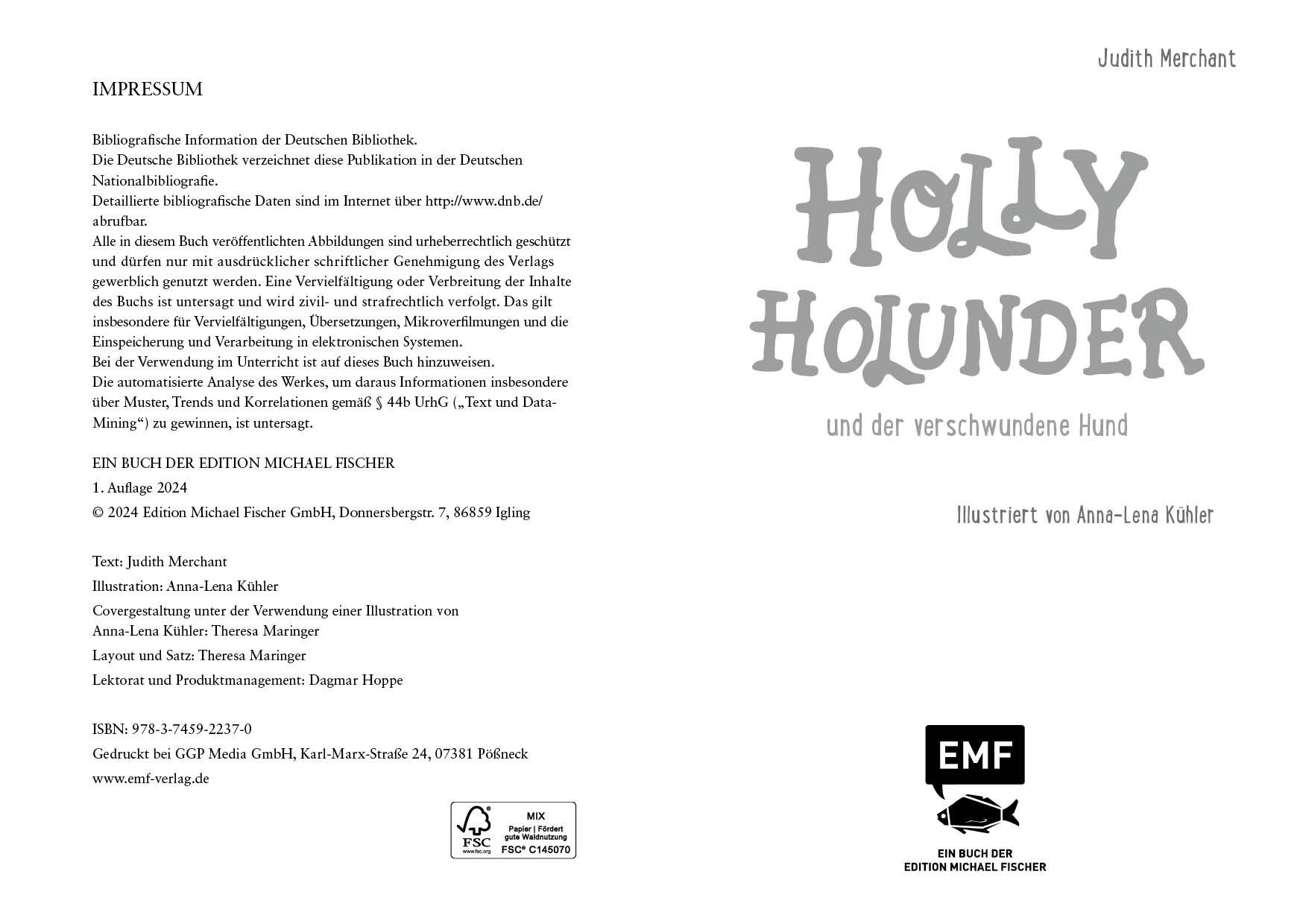 Bild: 9783745922370 | Holly Holunder und der verschwundene Hund (Band 2) | Judith Merchant