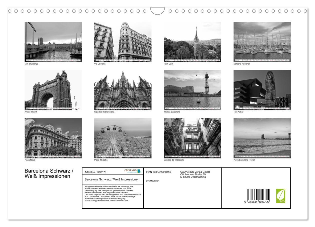 Bild: 9783435680795 | Barcelona Schwarz / Weiß Impressionen (Wandkalender 2025 DIN A3...