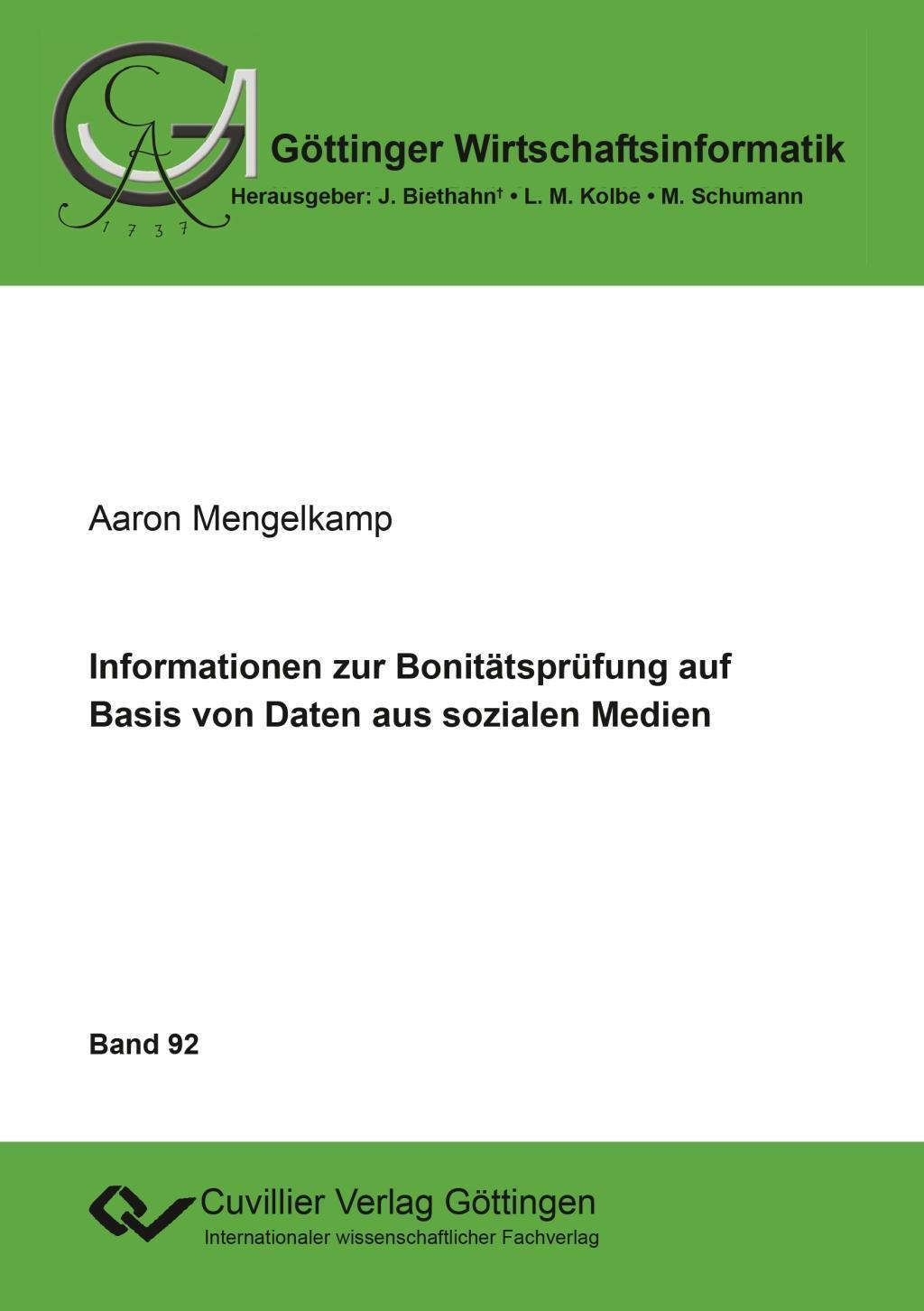 Cover: 9783736996281 | Informationen zur Bonitätsprüfung auf Basis von Daten aus sozialen...