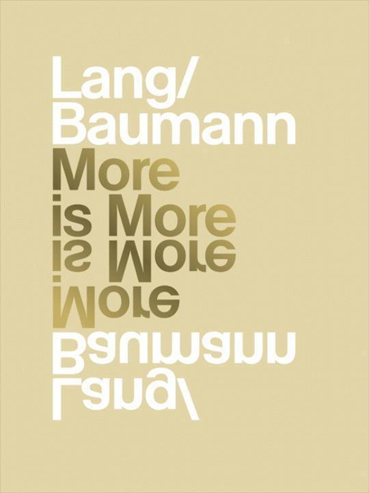 Cover: 9783899554816 | LANG / BAUMANN | More is More | Sabina/Baumann, Daniel Lang | Buch