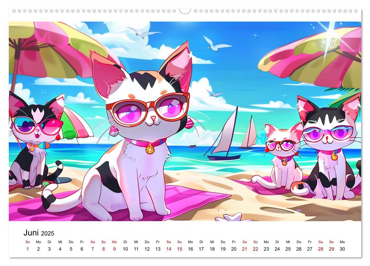 Bild: 9783457138779 | Anime Cats (Wandkalender 2025 DIN A2 quer), CALVENDO Monatskalender