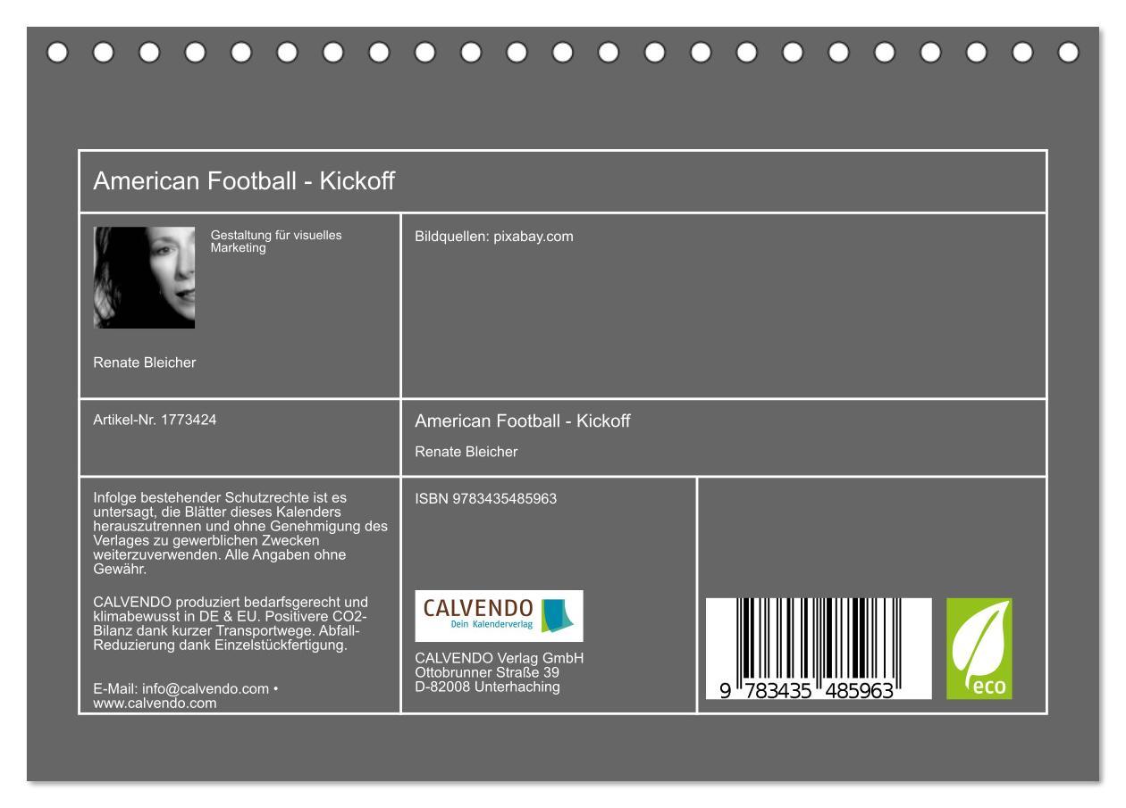 Bild: 9783435485963 | American Football - Kickoff (Tischkalender 2025 DIN A5 quer),...