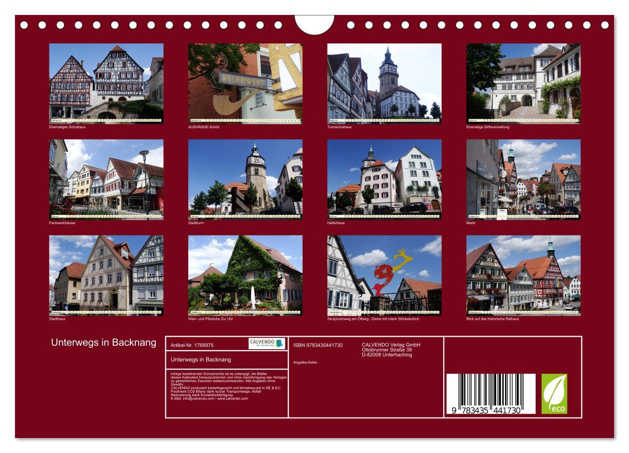 Bild: 9783435441730 | Unterwegs in Backnang (Wandkalender 2025 DIN A4 quer), CALVENDO...