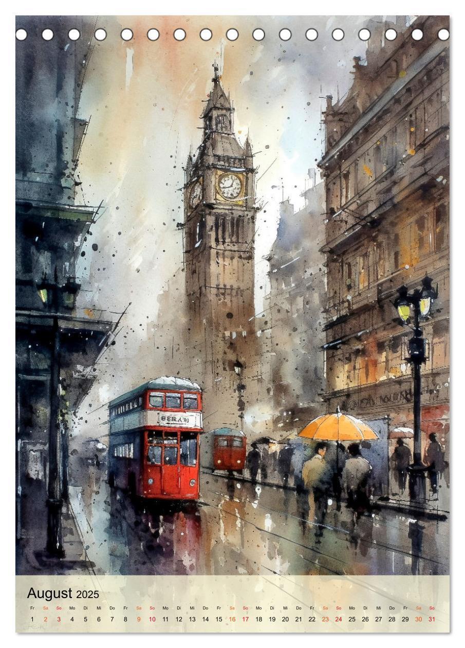 Bild: 9783435876808 | London - ein Regentag (Tischkalender 2025 DIN A5 hoch), CALVENDO...