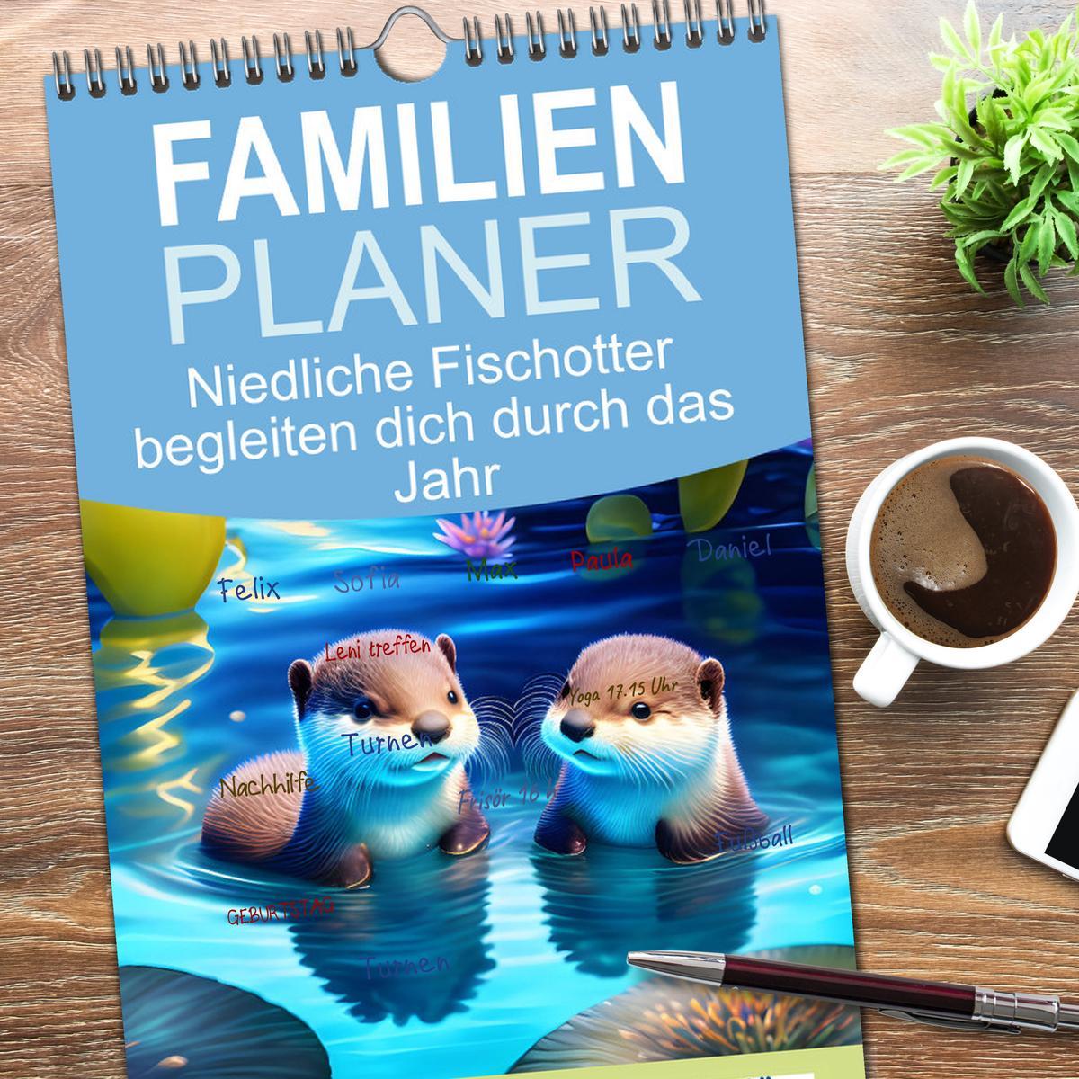 Bild: 9783457096758 | Familienplaner 2025 - Niedliche Fischotter begleiten dich durch das...